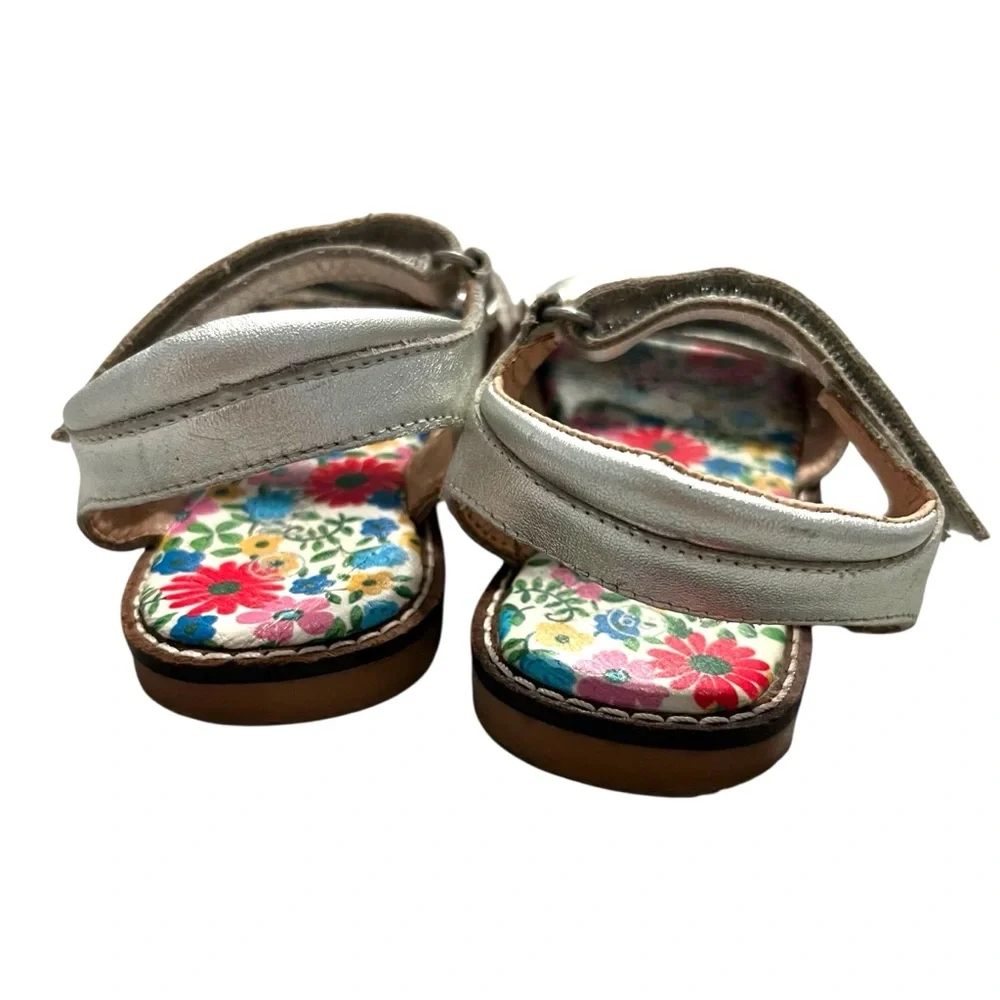 Mini Boden EU 29 (US 11.5) Metallic Silver Bird Sandals